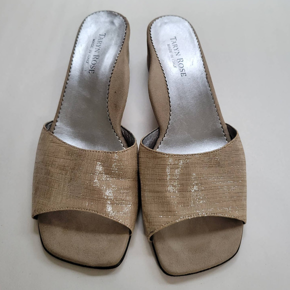 Taryn Rose Slip On Gold Sandals - Picture 4 of 9